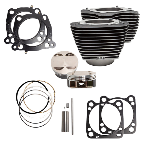 S&S Cycle - S&S Cycle M8 124in. Big Bore Kit - 4.250 Bore, 4.375 Stroke, Highlighted Fins - Black - 910-0625