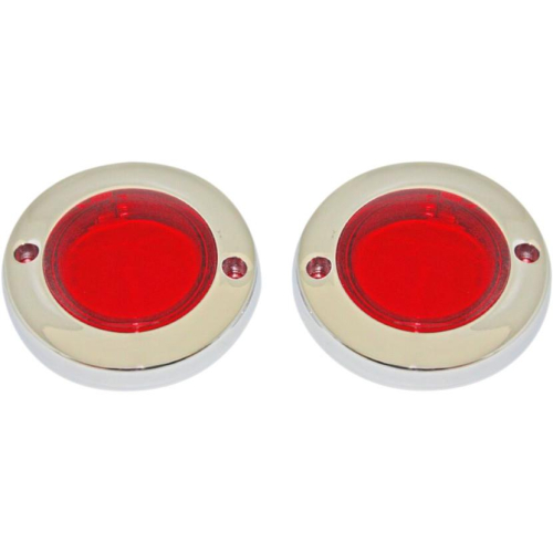 Custom Dynamics - Custom Dynamics Probeam Bullet Turn Signal Adapters - Chrome/Red Lens - PB-FLAT-BEZ-CR
