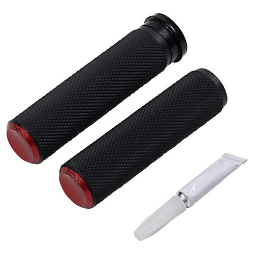 Arlen Ness - Arlen Ness Fusion Series Grips - Knurled - Red Anodized - 07-346