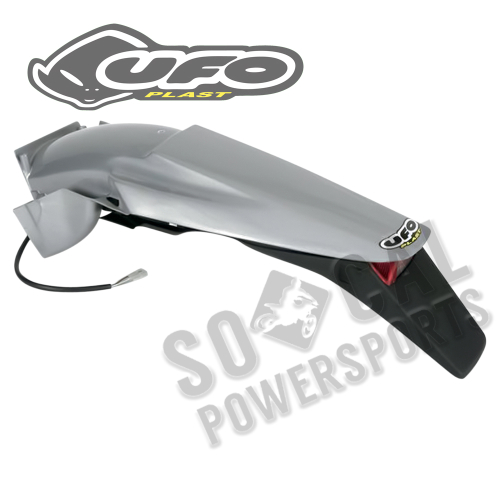 UFO Plastics - UFO Plastics Enduro Rear Fender with Light - Silver - KT03043340