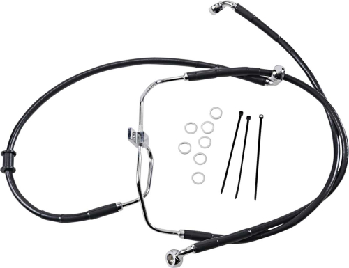 Drag Specialties - Drag Specialties Extended Stainless Steel Front Brake Line Kit - Black Vinyl Coated - 18 1/4in./20 5/8in. - 660325-2BLK
