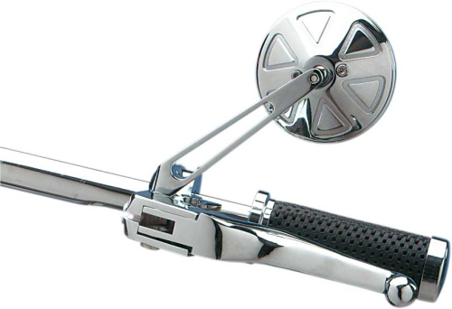 Drag Specialties - Drag Specialties Drag-Ness Round Series Mirror - with Stealth I Stem - 302155-BC4-LB16