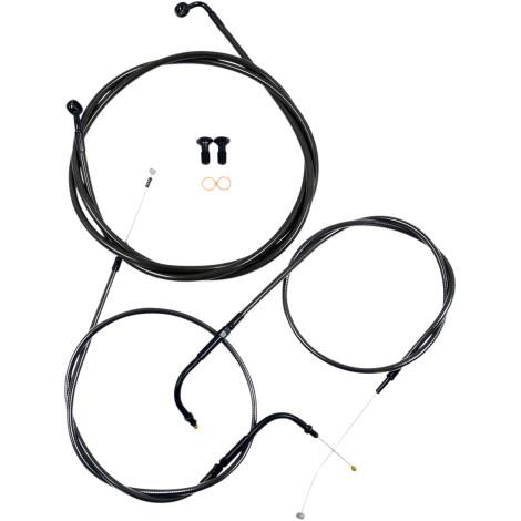 LA Choppers - LA Choppers Standard Handlebar Cable/Brake & Clutch Line/Wire Kit - Midnight Black - LA-8230KT-19M