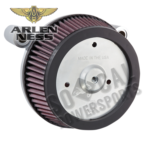 Arlen Ness - Arlen Ness Big Sucker Stage I Air Filter Kit - Plain Backing Plate - Red Filter - 18-505