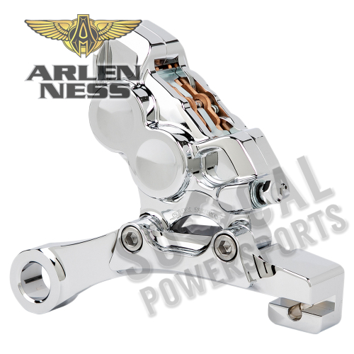 Arlen Ness - Arlen Ness 4-Piston Brake Rear Caliper/Bracket - Chrome - 02-324