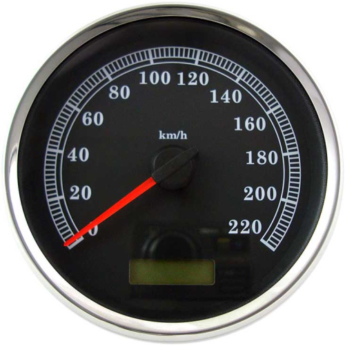 Drag Specialties - Drag Specialties 5in. Programmable Electronic Speedometer - 220 km/h - Black Face - 2210-0464