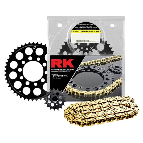 RK - RK 520 Aluminum Race Chain/Sprocket Kit - Gold - 4107-158DG