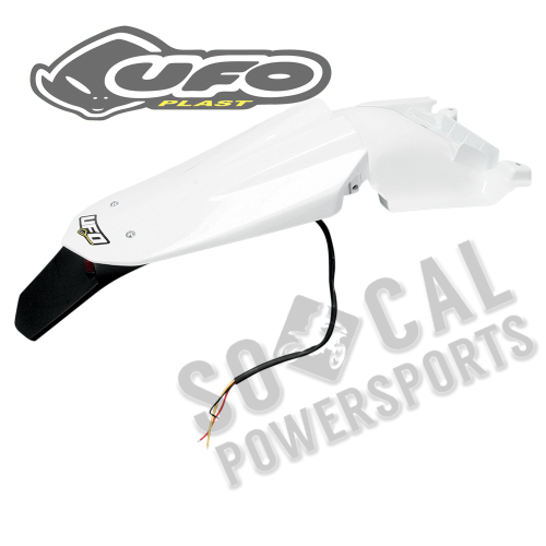 UFO Plastics - UFO Plastics Enduro Rear Fender with Light - White - HU03333-041