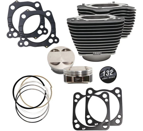 S&S Cycle - S&S Cycle 132in. Big Bore Kit - Wrinkle Black with Highlighted Fin - 910-0845
