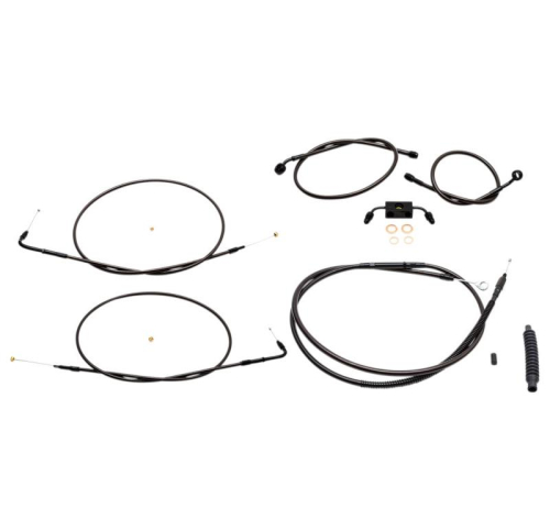 LA Choppers - LA Choppers Cable/Brake Line Kit - 12-14in. Ape Hangers - Midnight - LA-8231KT-13M