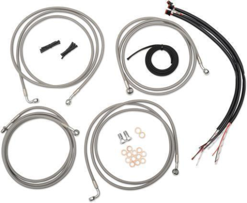 LA Choppers - LA Choppers Complete Handlebar Cable/Brake & Clutch Line/Wire Kit - Stainless Braided - LA-8210KT2A-08