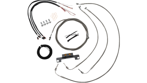LA Choppers - LA Choppers Complete Handlebar Cable and Brake Line Kit - Stainless - LA-8058KT2-08
