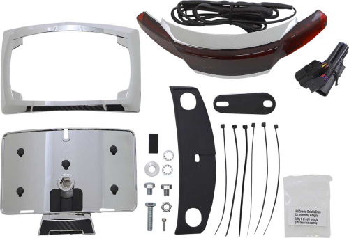 Ciro - Ciro Latitude Lightstrike Taillights with License Plate Holder - Chrome/Red Lens - 40253