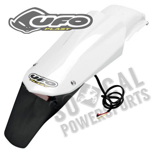 UFO Plastics - UFO Plastics Enduro Rear Fender with Light - White - HU03314-041