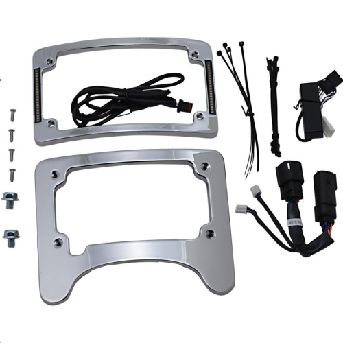 Custom Dynamics - Custom Dynamics Turn Signal Eliminator with Tri-Radius Iluminated Plate Frame - Chrome - TS-ELIM-06BCM-C