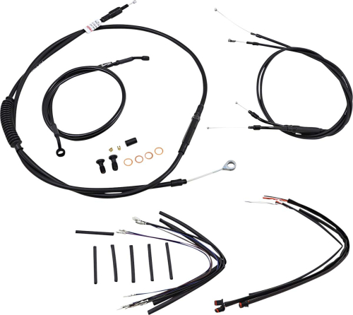 Burly Brand - Burly Brand Black Vinyl Single Disc Handlebar Cable & Brake Line Kit for Jail Bars - 14in. - B30-1151