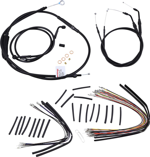 Burly Brand - Burly Brand Black Vinyl Single Disc Handlebar Cable & Brake Line Kit for Jail Bars - 12in. - B30-1140