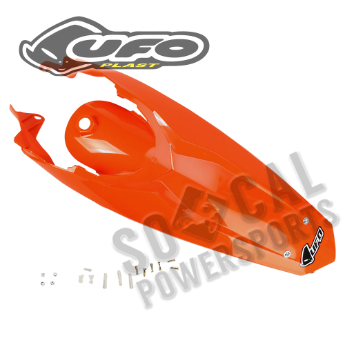 UFO Plastics - UFO Plastics Enduro Rear Fender with Light - KTM Orange - KT04027-127