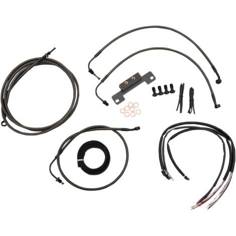 LA Choppers - LA Choppers Complete Handlebar Cable/Brake & Clutch Line/Wire Kit - Midnight Black - LA-8012KT2B-13M