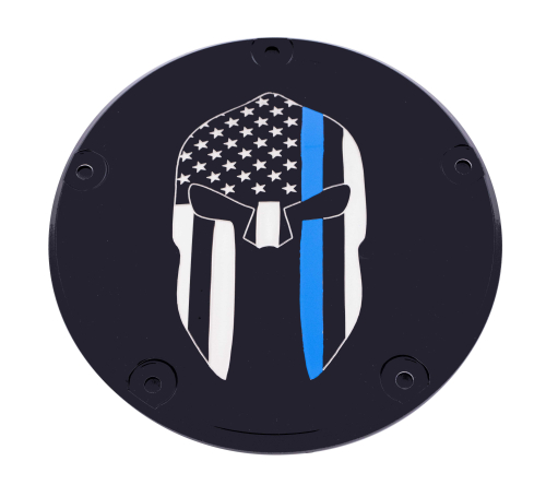 Custom Engraving LTD - Custom Engraving LTD Patriotic Derby Cover - Spartan Blue Line - Black - LE02-67BG