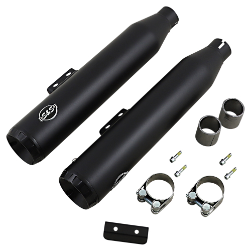 S&S Cycle - S&S Cycle Grand National Slip-On Mufflers - Black - 550-0754B