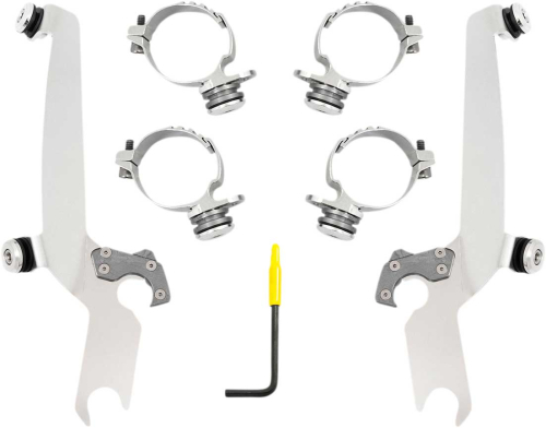 Memphis Shades - Memphis Shades Plates-Only Kit for Changing Sportshield to Fats/Slim or Batwing Fairing - Polished - MEK2055