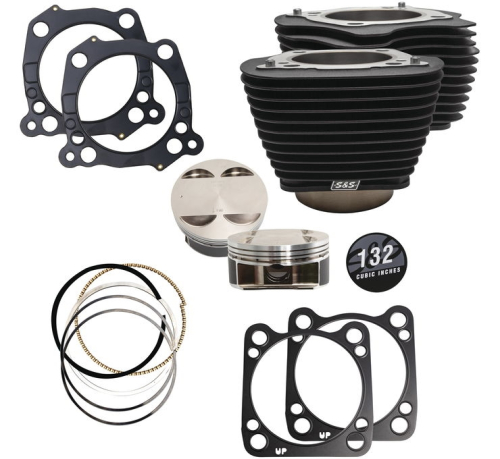 S&S Cycle - S&S Cycle 132in. Big Bore Kit - Wrinkle Black without Highlighted Fin - 910-0846