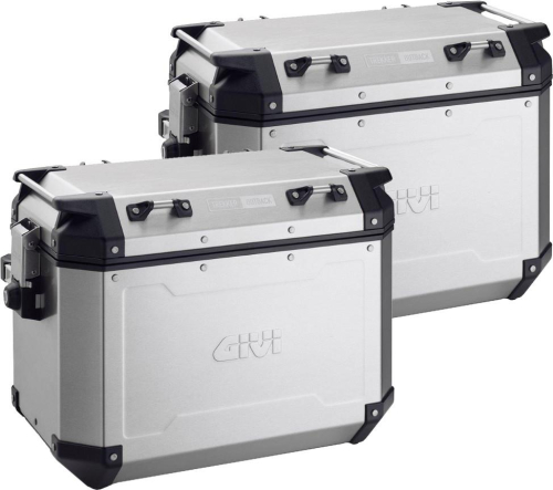 GIVI - GIVI Outback Series 48L Aluminum Side Cases - Pair (Left and Right) - Silver - OBKN48APACK2A
