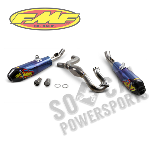 FMF Racing - FMF Racing Factory 4.1 RCT Dual Full System - Blue Anodized Titanium Muffler - Carbon Fiber End Cap - 041576
