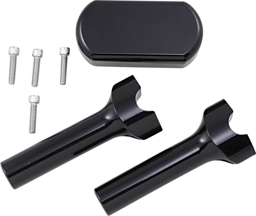 LA Choppers - LA Choppers Solid Handlebar Riser/Top Clamp Kits - 6in. Tall - Black - LA-7442-06B