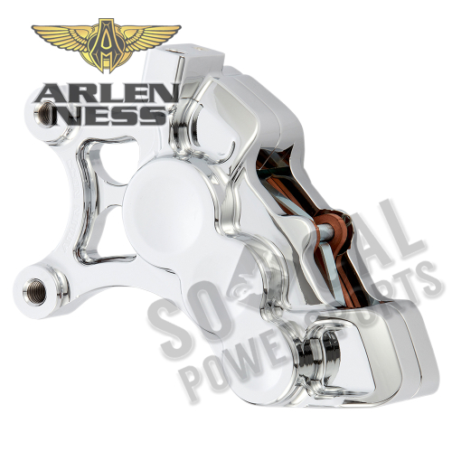 Arlen Ness - Arlen Ness 6-Piston Differential Bore Front Brake Caliper for 14in. Rotors - Left Side - Chrome - 02-210