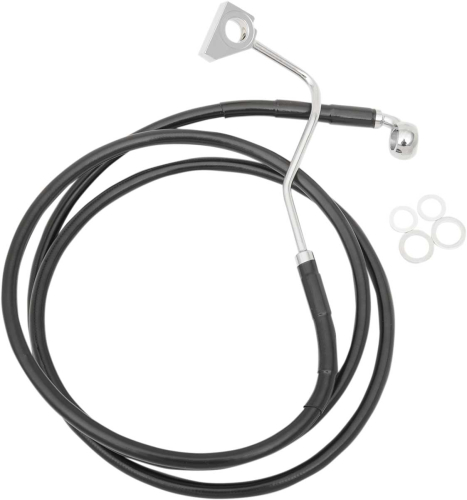 Drag Specialties - Drag Specialties Extended Stainless Steel Front Brake Line Kit - Black Vinyl Coated - 64.5in. - 1741-4504