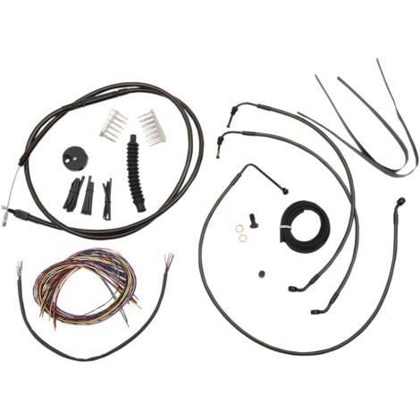 LA Choppers - LA Choppers Complete Handlebar Cable/Brake & Clutch Line/Wire Kit - Midnight Black - LA-8011KT2B-13M