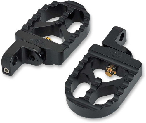 Joker Machine - Joker Machine Adjustable Serrated Short Footpegs - 3 5/16in. Long x 2 1/2in. Wide x 1in. Thick - Black Anodized - 08-57-3B