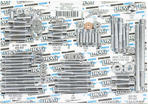 Drag Specialties - Drag Specialties Complete Motor Chrome Socket-Head Bolt Set - Smooth - MK244S