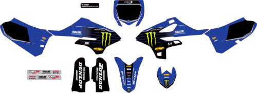 DCOR - DCOR Blue Monster Energy Yamaha Complete Graphics Kit - Black Background - 20-50-153