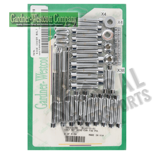 Gardner-Westcott - Gardner-Westcott Cam and Primary Cover Hardware Set - Polished - Chrome - P-10-15-01