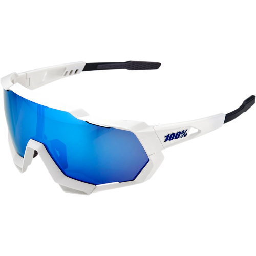 100% - 100% Speedtrap Sunglasses - 61023-407-01 - White / Blue Mirror Lens - OSFM