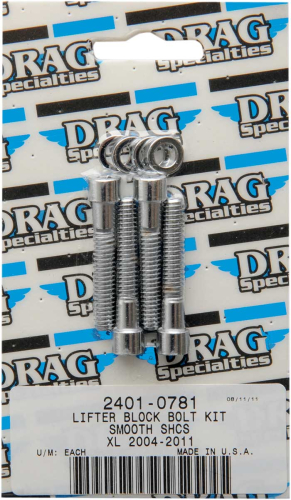 Drag Specialties - Drag Specialties Lift Block Chrome Socket-Head Bolt Set - Smooth - MK688S