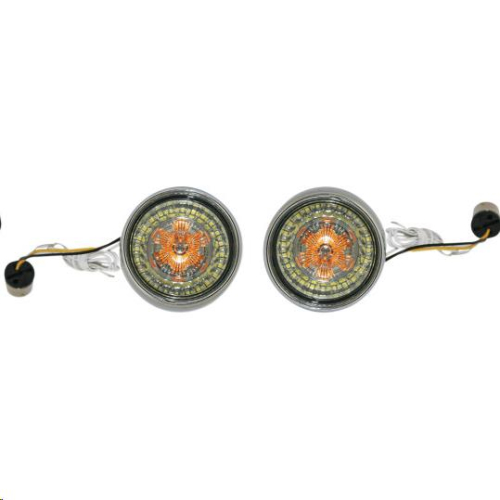 Custom Dynamics - Custom Dynamics Bullet Bezel Turn Signal Inserts for Models with 1156 Contact Bases - Chrome/Smoke Lens - PB-BB-AW-1156CS
