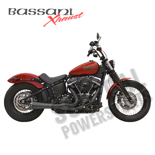 Bassani Manufacturing - Bassani Manufacturing Road Rage 2-Into-1 Exhaust System - Black with Full Black Heat Shields - 1S72RB