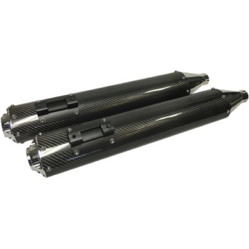 LA Choppers - LA Choppers Fusion 4.5in. Oval Slip-Ons - Carbon Fiber with Artistic Chrome Tips - LA-F110-00