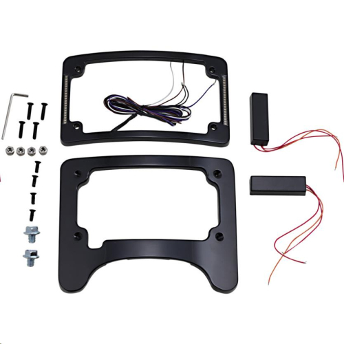 Custom Dynamics - Custom Dynamics Turn Signal Eliminator with Tri-Radius Iluminated Plate Frame - Gloss Black - TS-ELIM-06HW-B
