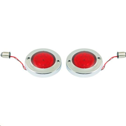 Custom Dynamics - Custom Dynamics Probeam Flat Bezel LED Turn Signal Inserts for Models with 1156 Contact Bases - Chrome/Red Lens - PB-FB-R-1156-CR