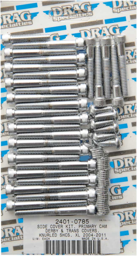 Drag Specialties - Drag Specialties Side Cover Chrome Socket-Head Bolt Set - Knurled - MK697