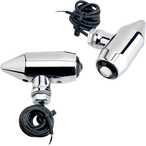 Joker Machine - Joker Machine Center Mount Vega LED Turn Signals/Marker Light - Chrome - Amber LED - 05-56-AC