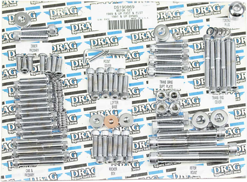 Drag Specialties - Drag Specialties Complete Motor Chrome Socket-Head Bolt Set - Knurled - MK223