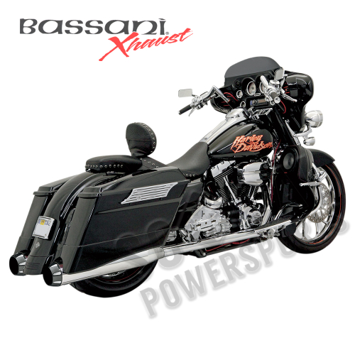 Bassani Manufacturing - Bassani Manufacturing +P Stepped True-Duals B1 Exhaust System - Chrome with Black End Caps - 1F56R