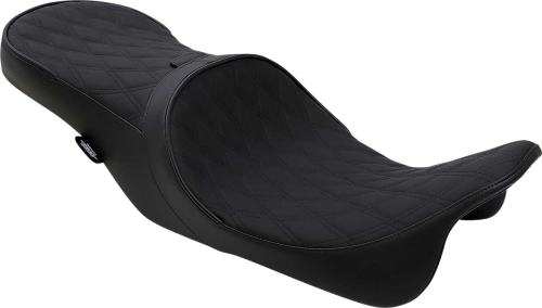 Drag Specialties - Drag Specialties Low-Profile Touring Seat with Driver Backrest - Double Diamond Stitch - 0801-1008