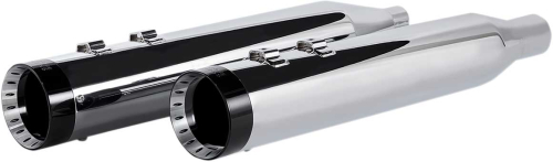 Khrome Werks - Khrome Werks 4.50in. HP-Plus Slip-Ons - Chrome with Black Turbine Tip Billet End Caps - 202770